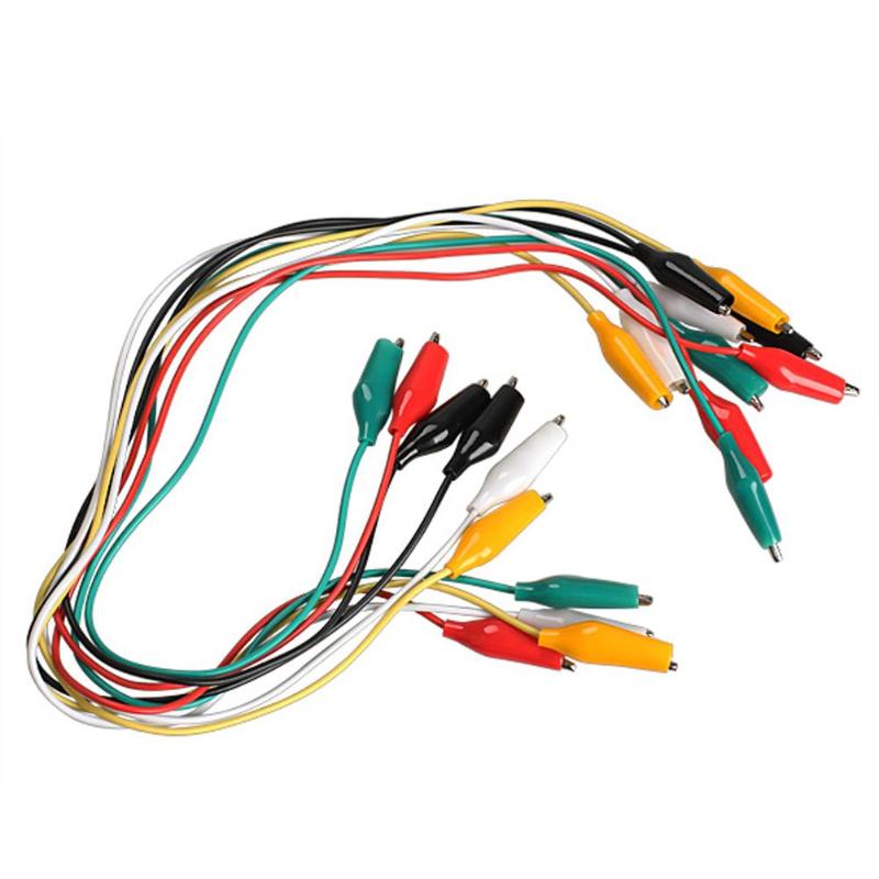 10pcs 50CM Colorful Crocodile Clips Cable Double-ended Jumper Test Leads Wire Electronics Connecting Wire Test Alligator Clips