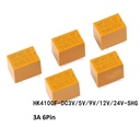  6 Pin Mini Power Relay HK4100F-DC3V 5V 9V 12V 24V-SHG 3A 4100 Yellow