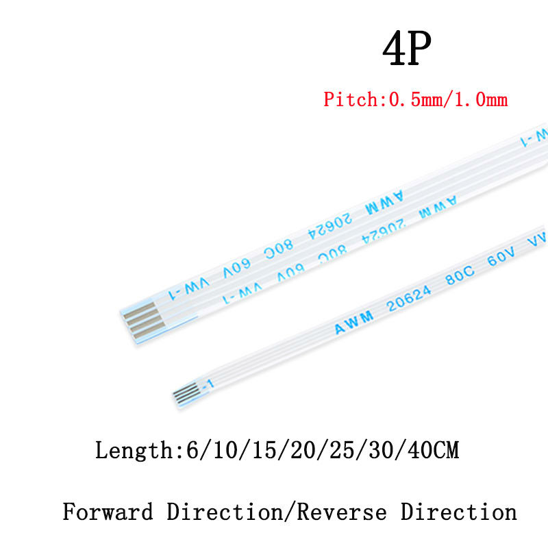 FPC/FFC Ribbon Flexible Flat Cable Pitch 0.5MM 4P Wire lot(10 pcs)