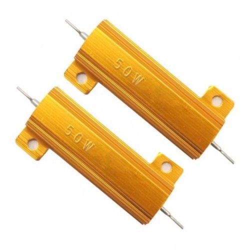 RX24 50W Aluminum Heatsink Metal Oxide Power Resistor Golden Tone