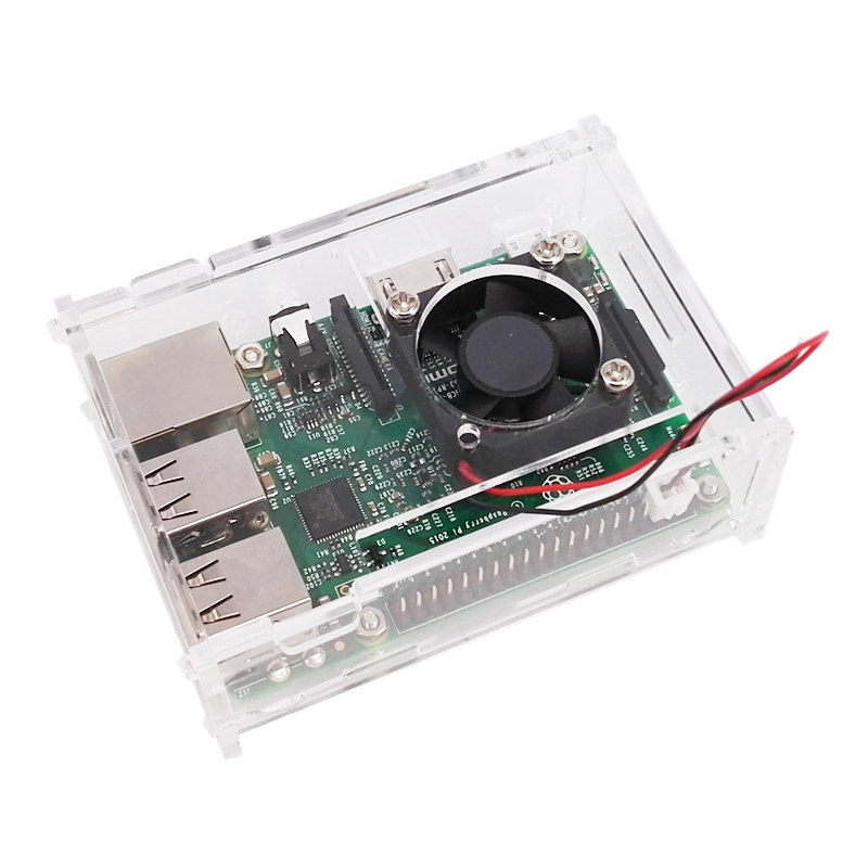 Transparent Case With Fan for Raspberry Pi Pi 2B/3B/3B+