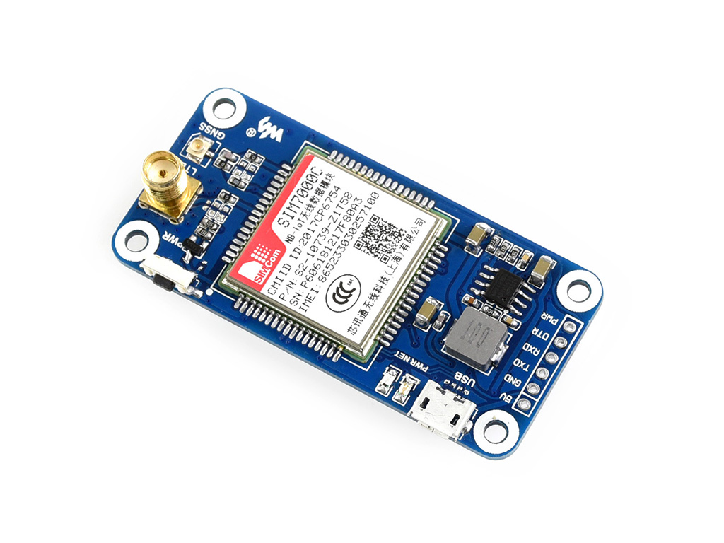 NB-IoT / eMTC / EDGE / GPRS / GNSS HAT for Raspberry Pi Based on SIM7000E