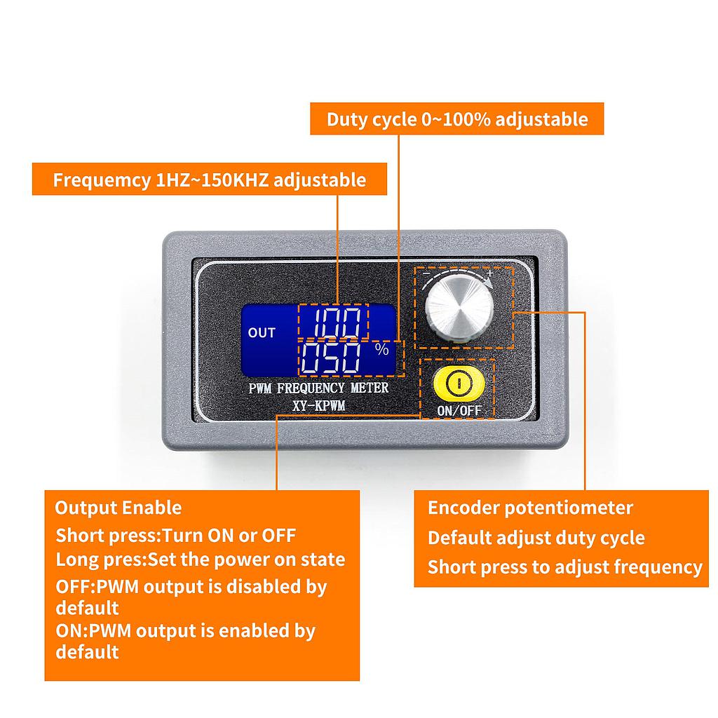 XY-PWM 1-Channel 1Hz-150KHz PWM Pulse Frequency LCD Display Signal Generator