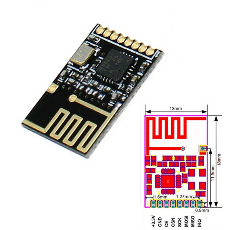 Mini NRF24L01+ SMD 1.27MM wireless Transceiver Module Small Size