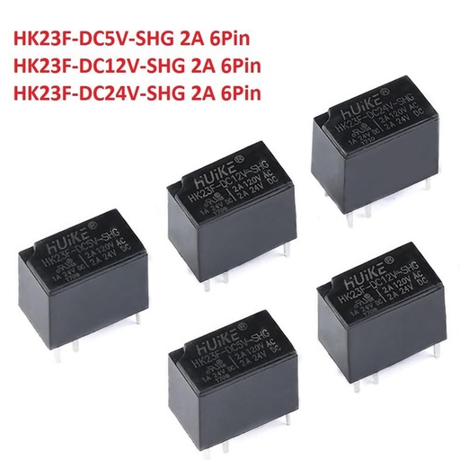 6-Pin Mini Power Relay HK23F-DC5V 12V 24V 2A Replace G5V-1-5VDC